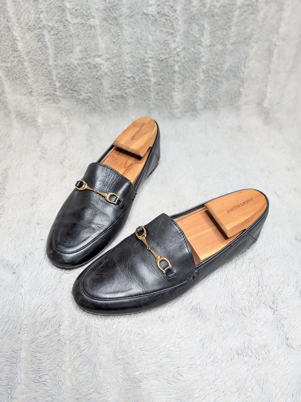 Coach Black (Vibram) Leather Slip-On Loafers with Gold Horsebit Women's Size 8